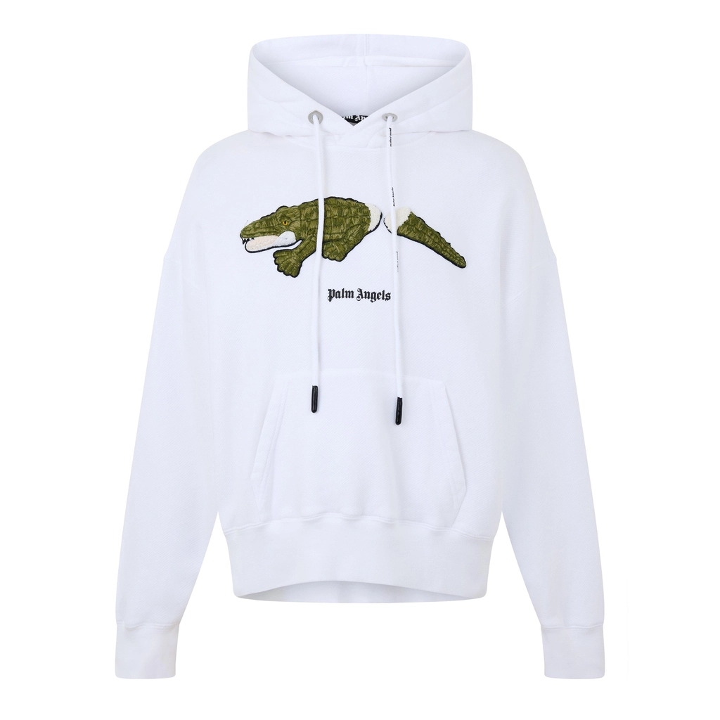 Palm Angels Crocodile Hoodie - White/Green